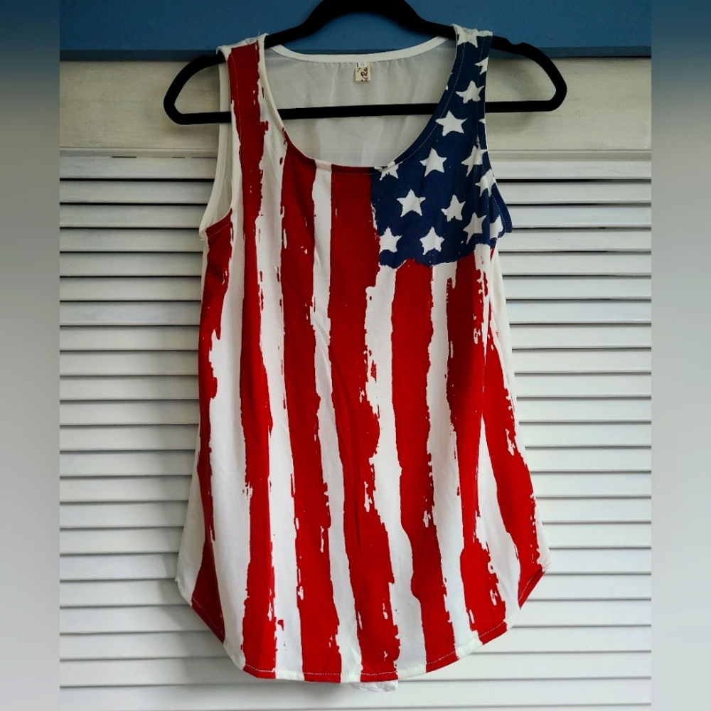 American flag tank top with sheer back | Size small - Picture 1 of 3